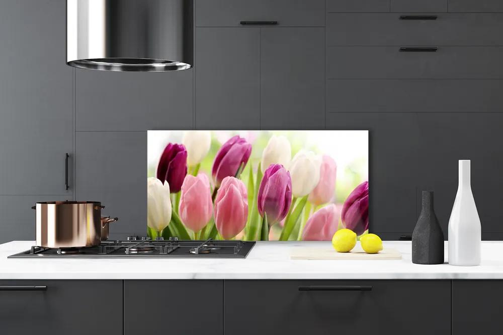 Rivestimento parete cucina Tulipani Fiori Natura Prato 100x50 cm
