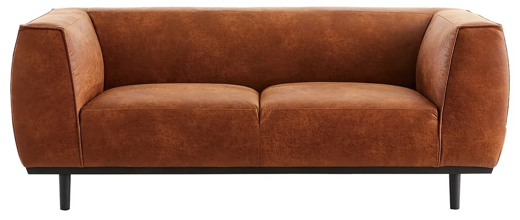 Divano design in pelle look anticato marrone cognac 2-3 posti MORRIS