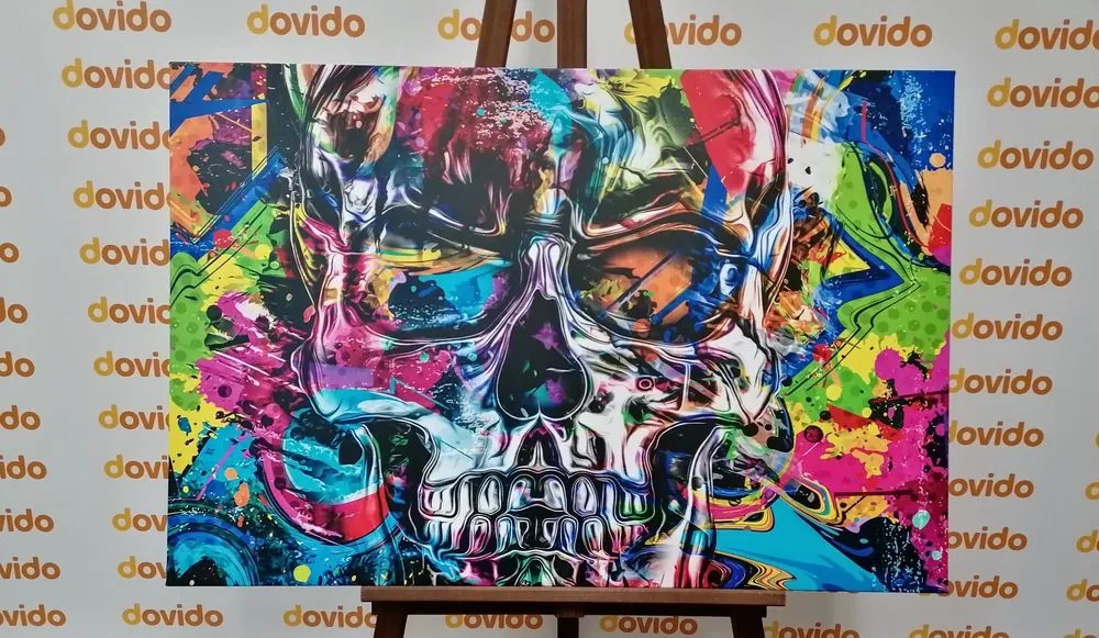 Stampa su tela – Teschio artistico colorato