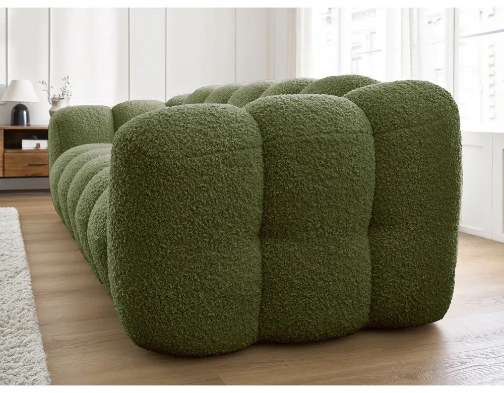 Divano verde con rivestimento in bouclé 232 cm Hippolyte – Bobochic Paris