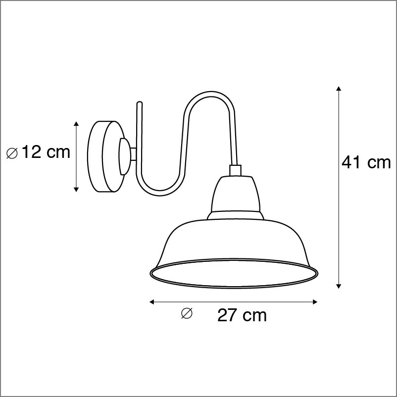 Lampada da parete industriale ruggine con interno dorato - Factory