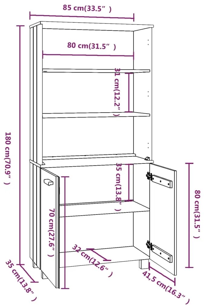 Credenza HAMAR in Legno Massello di Pino Marrone