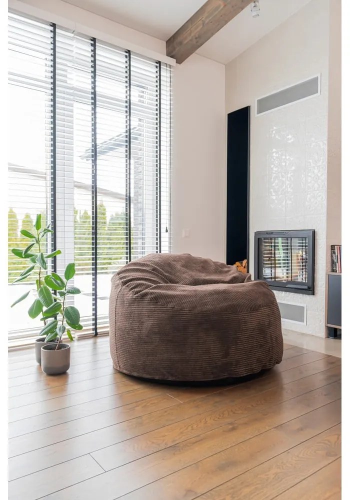 Pouf a sacco per bambini grigio chiaro con rivestimento in velluto a coste Om 85 – SLOWDOWN