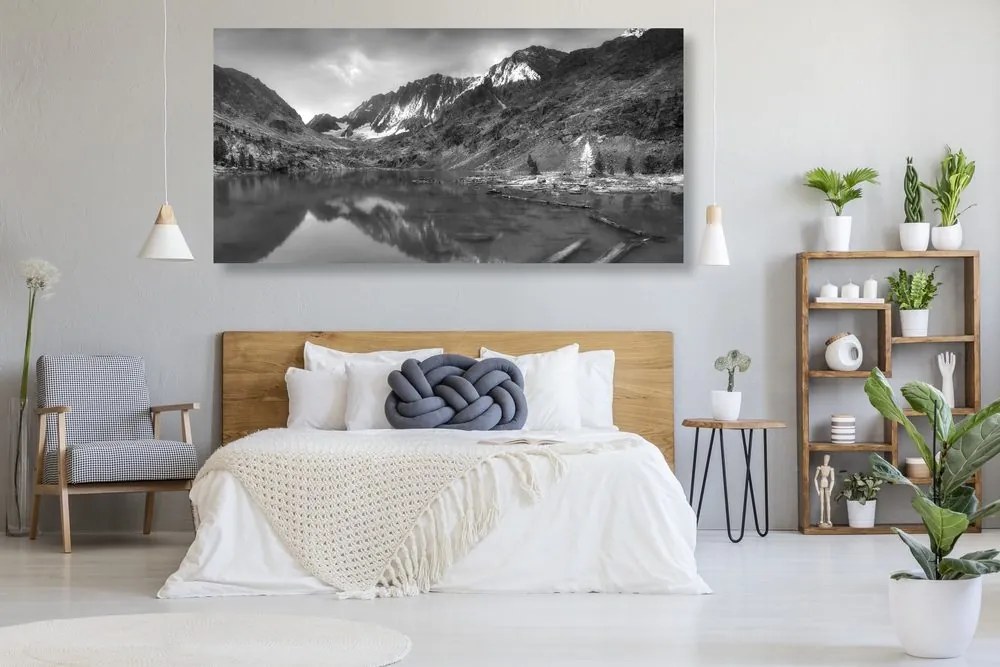 Quadro su tela – Montagne maestose in bianco e nero