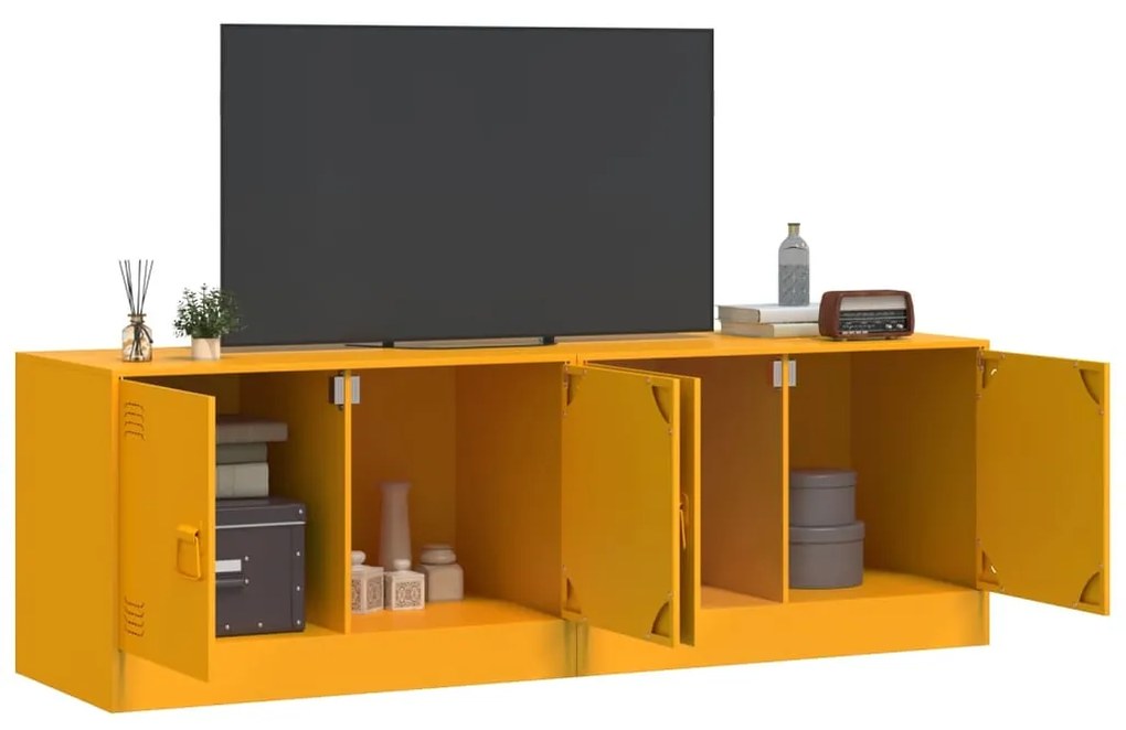 Mobili tv 2 pz giallo senape 67x39x44 cm in acciaio