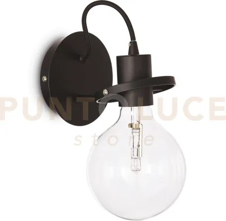 Radio applique a parete in metallo con lampadina e27 inclusa nero