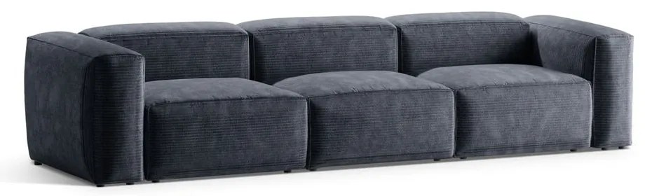 Divano blu polveroso con rivestimento in velluto a coste 364 cm Bergamo – Cosmopolitan Design