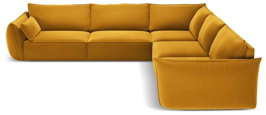 Divano angolare color senape con rivestimento in velluto Vanda – Mazzini Sofas