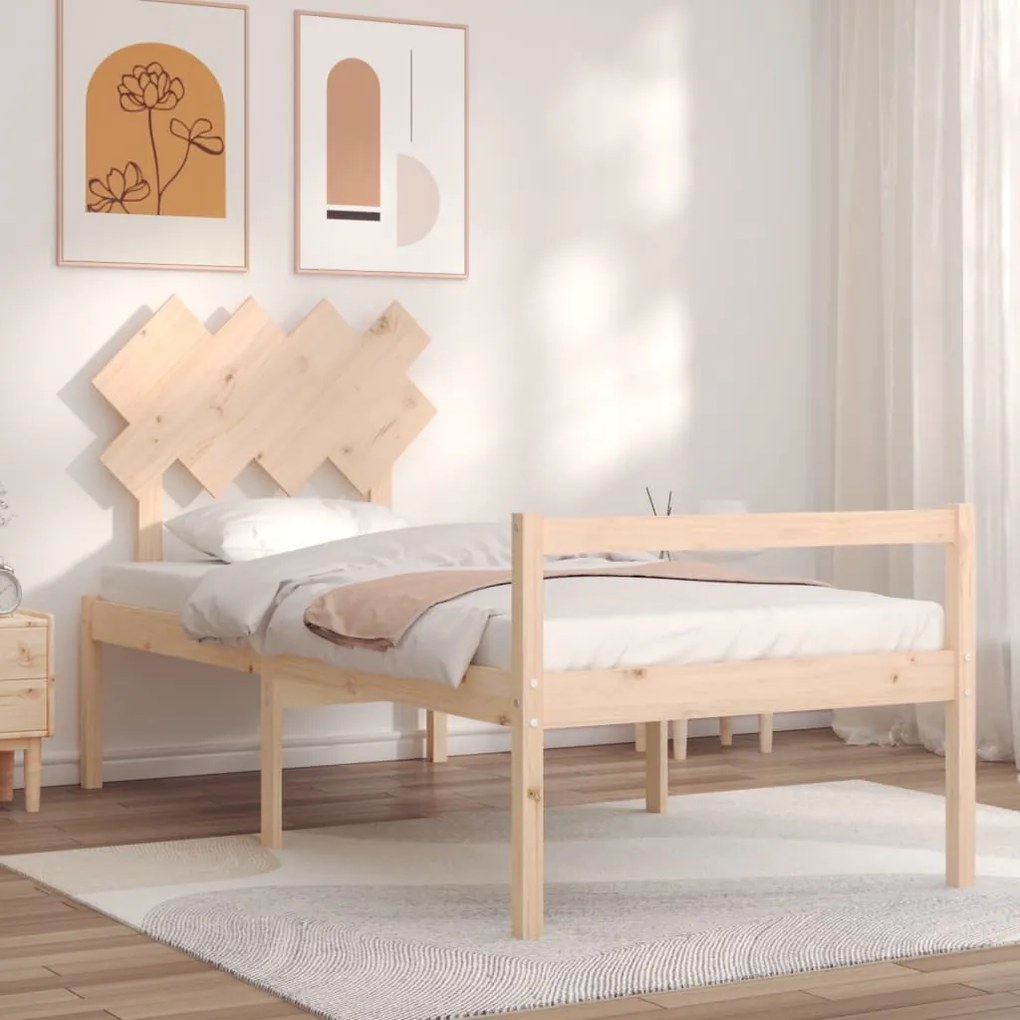 Letto Per Anziani Con Testiera 90x200 Cm İn Legno Massello /
