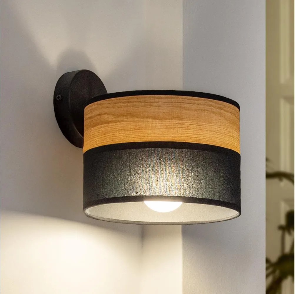 Lampada da parete ALBA 1xE27/15W/230V nero/marrone