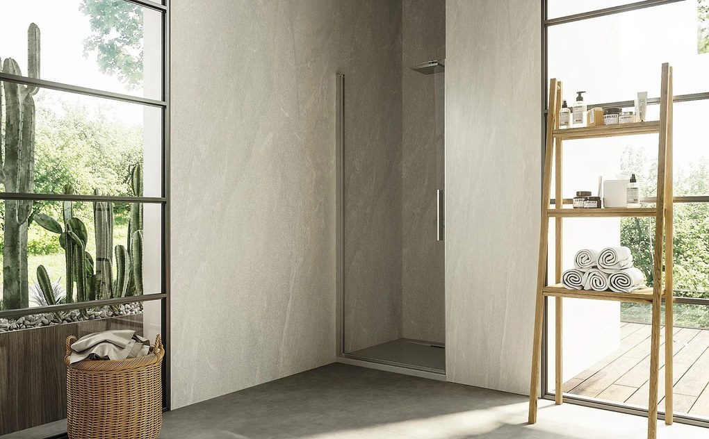 Box doccia 80 cm a nicchia vetro temperato 6 mm 195 H cromo Linje
