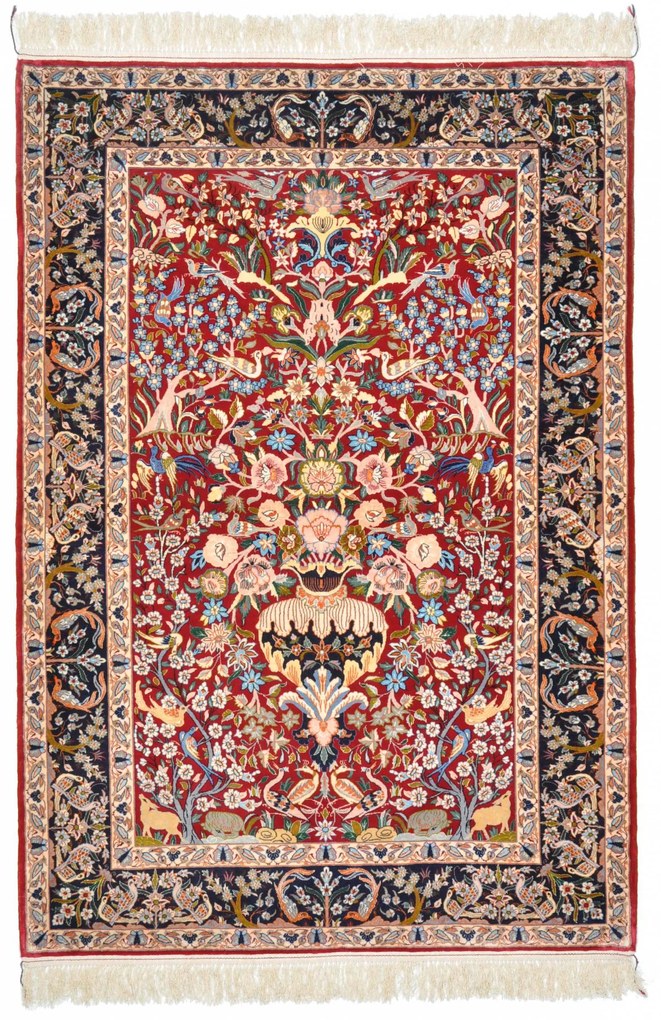 Isfahan Tappeto 170x120 Rosso (Iran) Annodato A Mano