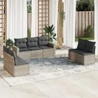 Set Divani da Giardino 7pz con Cuscini Grigio Chiaro Polyrattan 3251169