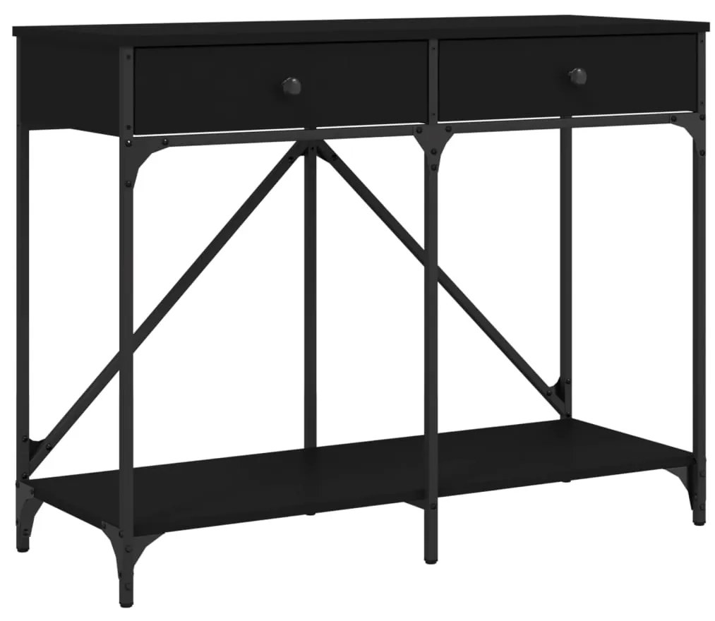 Tavolino consolle nero 100x39x78,5 cm in legno multistrato