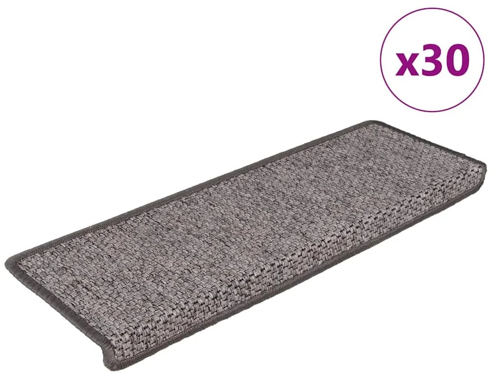 Tappeti Adesivi Per Scale Sisal 30pz 65x21x4cm Grigio E Beige /