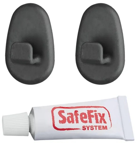 Ganci per bagno in finitura nera Origin Lava completi di colla Safe Fix