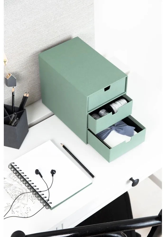 Organizer verde in cartone per cassetti Ingrid Canvas Paper Laminate – Bigso