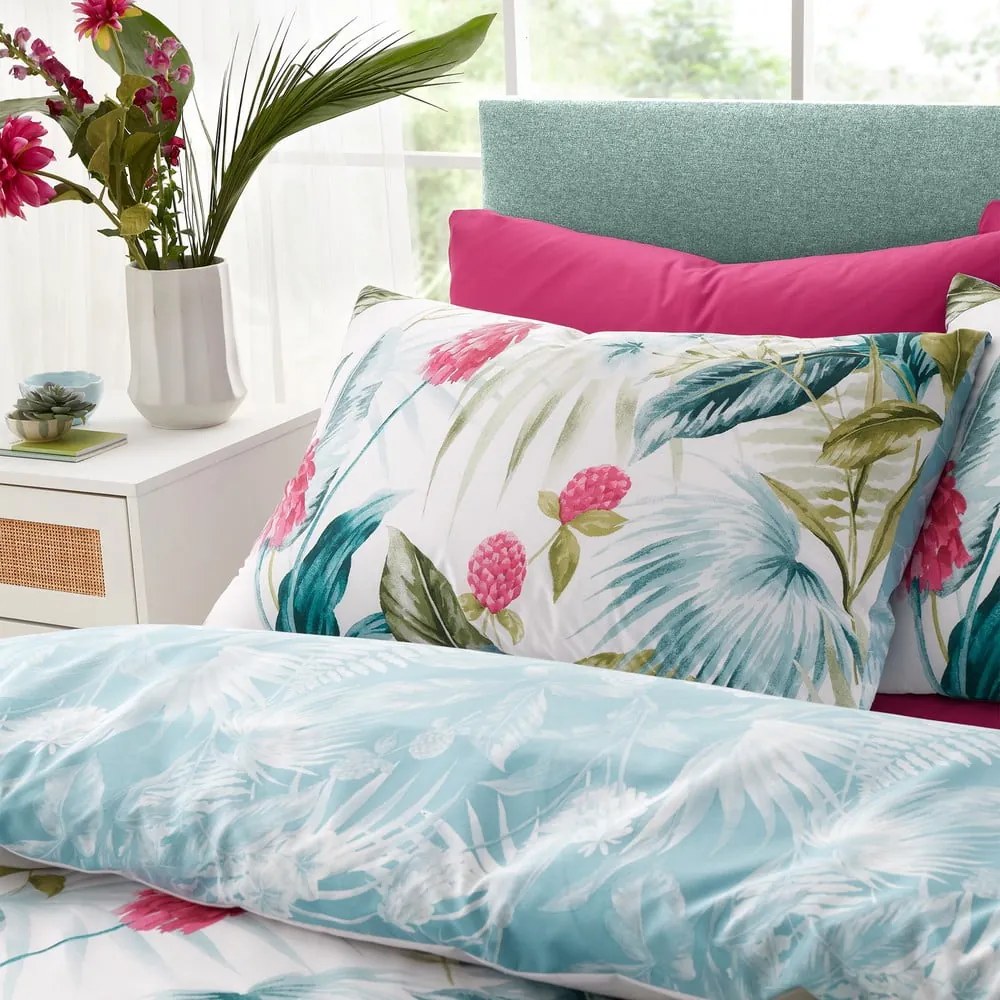 Set copripiumino e federa verde e blu per letto singolo 135x200 cm Aruba Tropical Floral – Catherine Lansfield