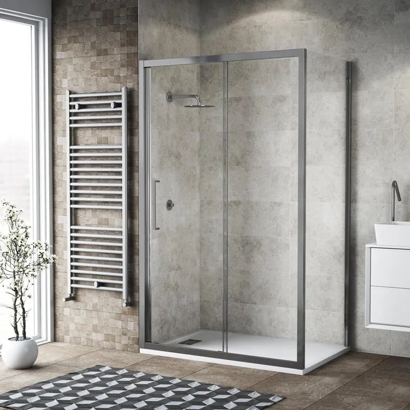 Box doccia con ingresso frontale scorrevole Record L 130 x H 195 cm, vetro 6 mm vetro senza finitura / trasparente profilo cromato