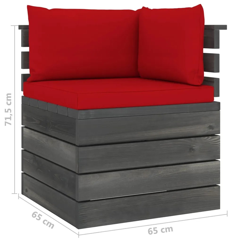 Set Divani da Giardino su Pallet 9 pz con Cuscini Massello Pino