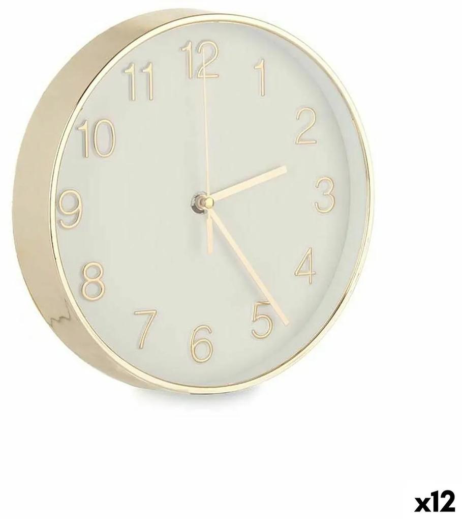 Orologio da Parete Rotondo Dorato Vetro Plastica 20 x 20 x 3,5 cm (12 Unità)