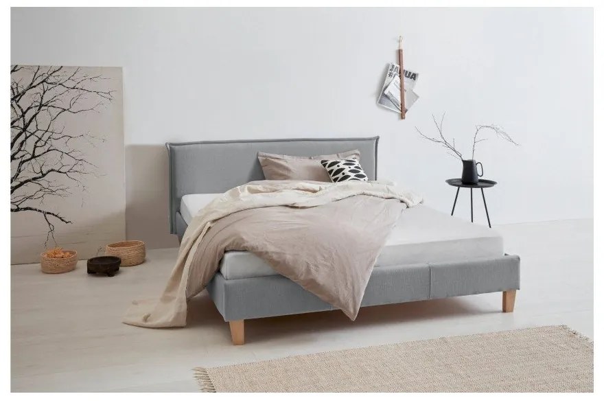 Letto matrimoniale imbottito grigio con griglia 200x200 cm Tina - Ropez