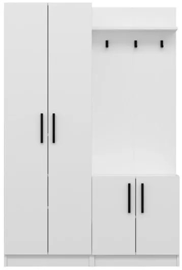 Armadio Ingresso 120x37x180 Con Ganci Appendiabiti Dante Bianco