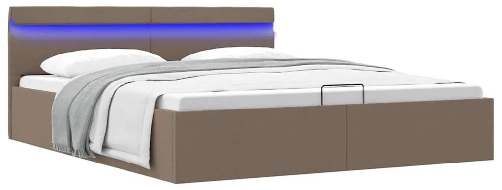 Giroletto Idraulico Contenitore Led Tortora Tessuto 160x200cm /