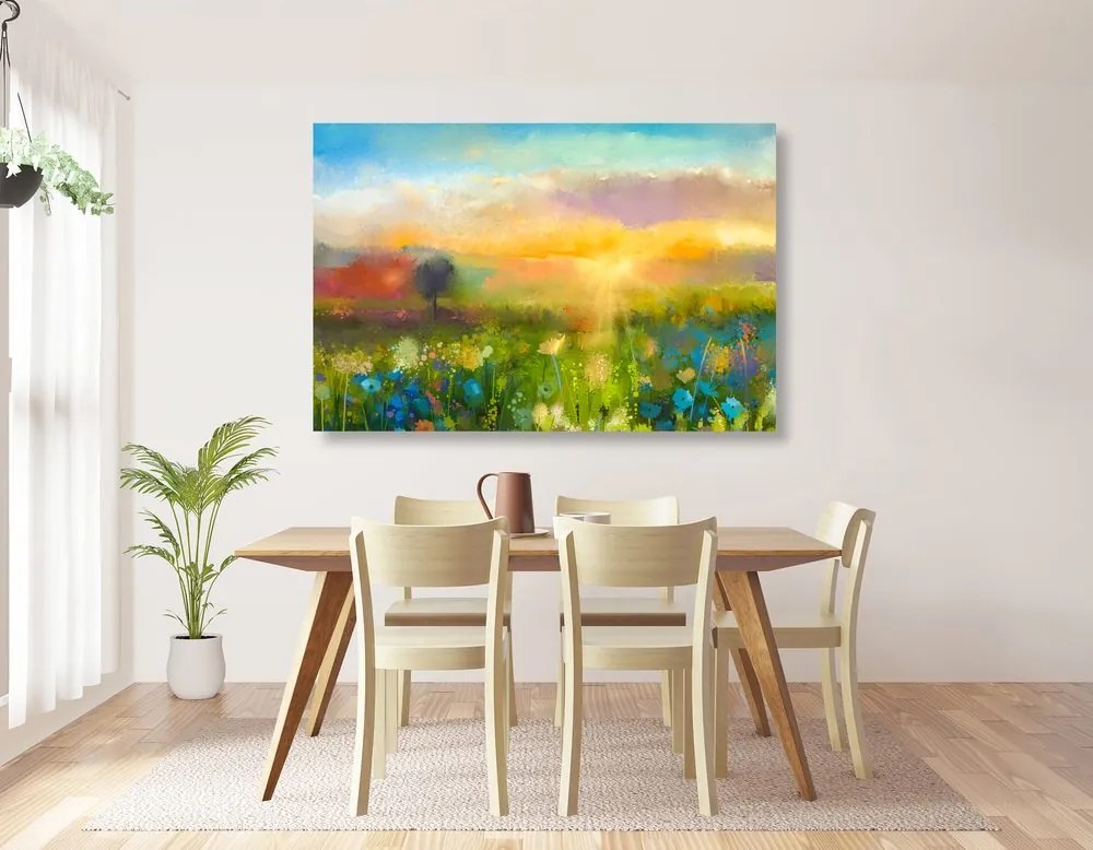 Quadro su tela – Pittura a olio di fiori di campo