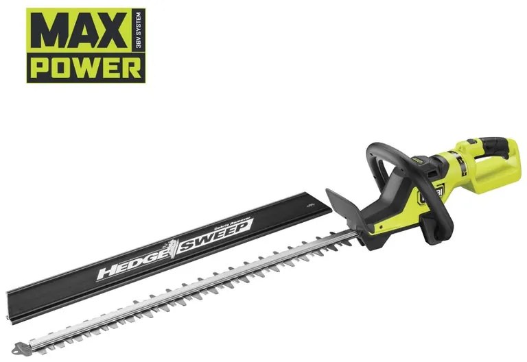 Tagliasiepi a batteria brushless in abs RYOBI RY36HTX65A-0 2 lame da 65 cm 36 V batteria non inclusa con guaina protettiva