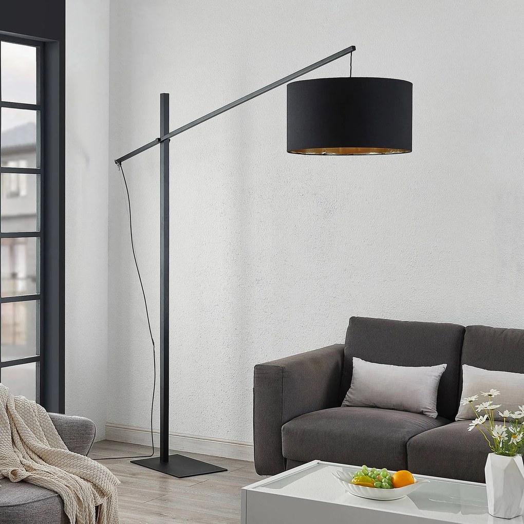Lampada ad arco Mossa Arcchio, Nero, Soggiorno / Sala da pranzo, Metallo, Moderno, Lampada da terra