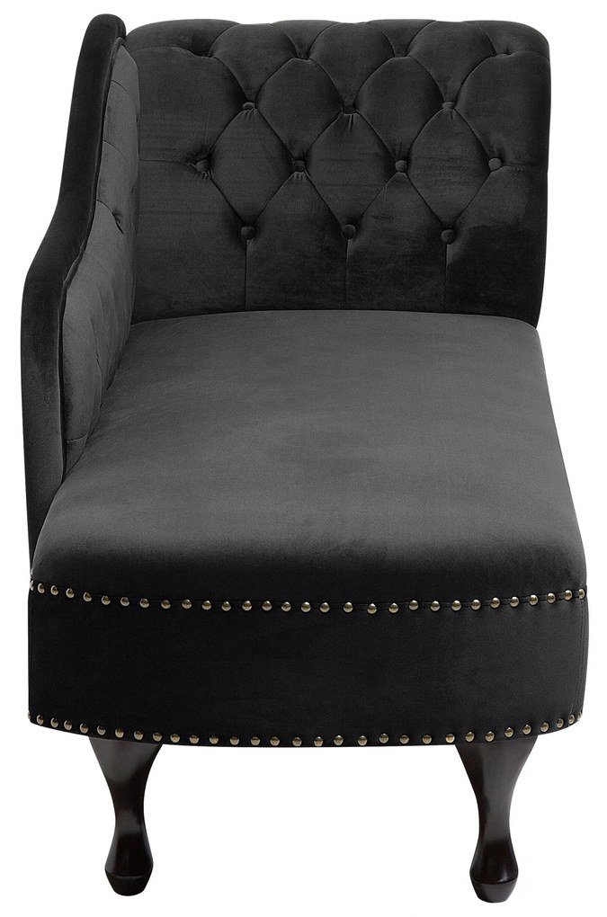 Chaise longue destra in velluto nero NIMES Beliani
