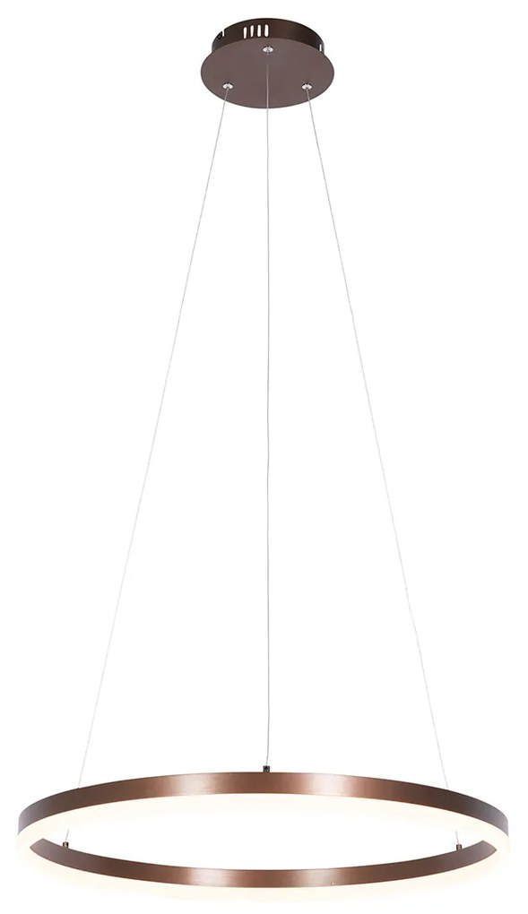 Lampada a sospensione bronzo scuro 60 cm incl. LED dimmerabile a 3 livelli - Anello