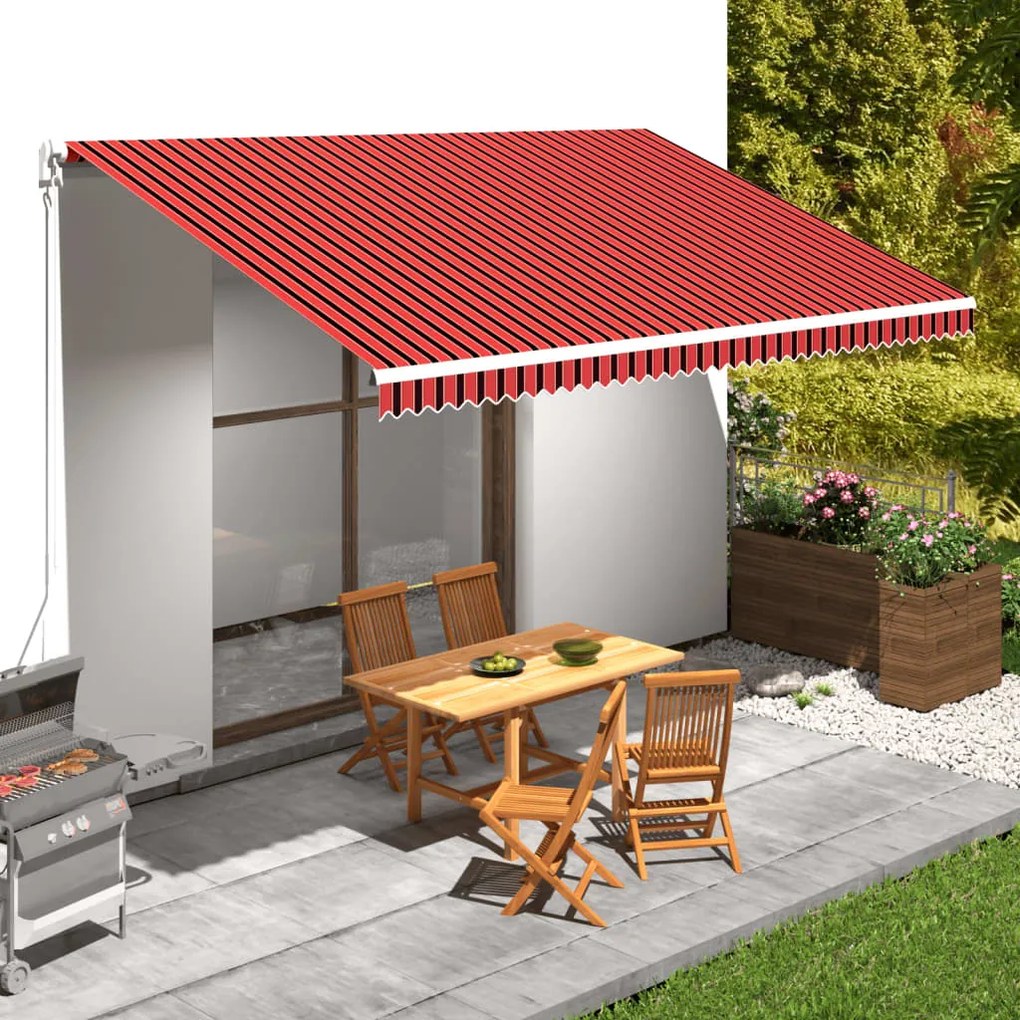 Tenda Da Sole İn Tela Arancione E Marrone 500x300 Cm /
