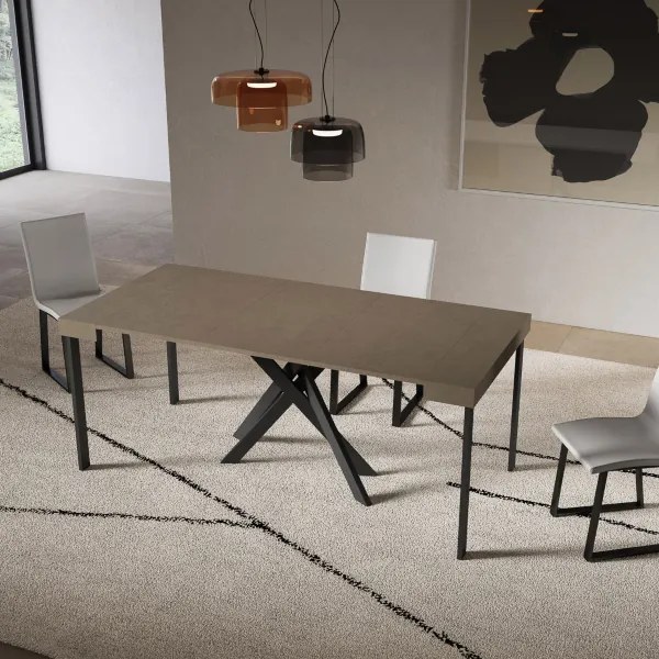 Consolle allungabile Libo Small - Tortora gambe antracite 90x40/196 cm