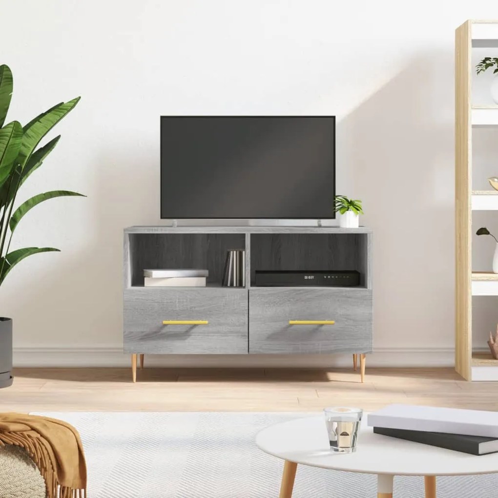 Mobile Porta TV Grigio Sonoma 80x36x50 cm in Legno Multistrato