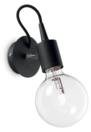 Applique Moderna Edison Metallo Nero 1 Luce E27