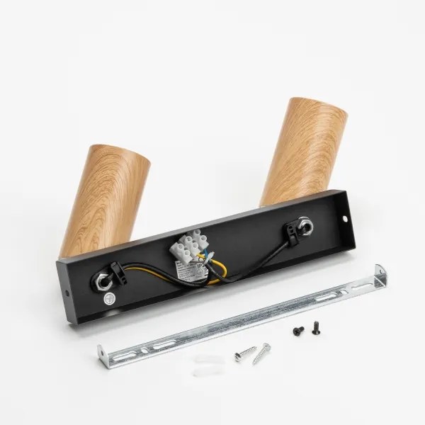 Brilagi - Faretto SELE 2xGU10/30W/230V nero/decorazioni in rovere