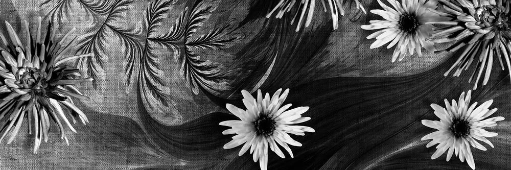 Stampa su tela – Fiori su sfondo in bianco e nero