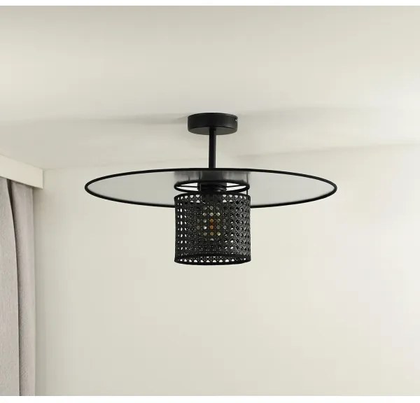 Duolla - Lampadario a plafone TOKYO RATTAN 1xE27/15W/230V diametro 50 cm nero/argento