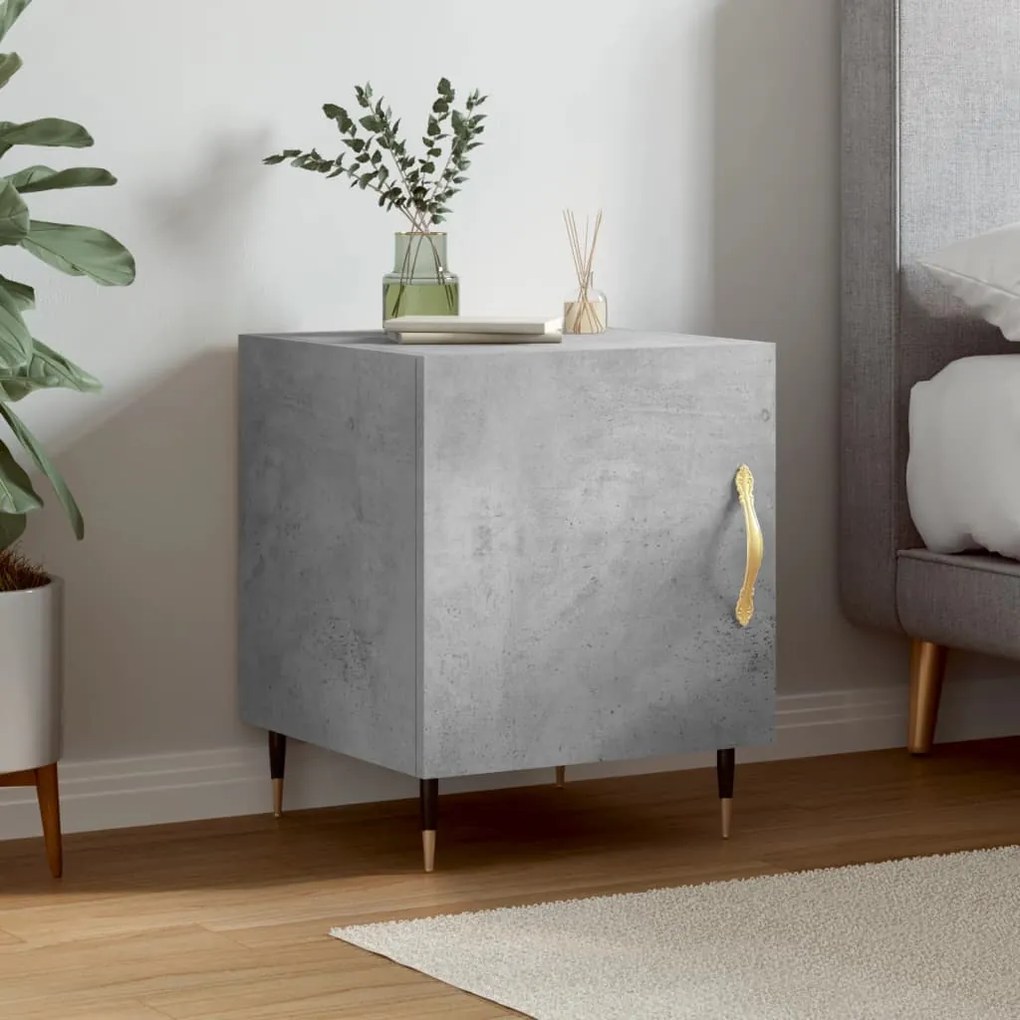 Comodino Grigio Cemento 40x40x50 Cm İn Legno Multistrato /