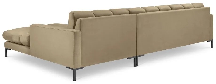 Divano angolare in velluto beige, angolo destro Bali - Cosmopolitan Design