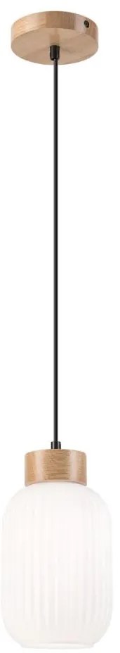 Lampadario a sospensione con filo HARMONY 1xE27/15W/230V diametro 14 cm bianco/quercia