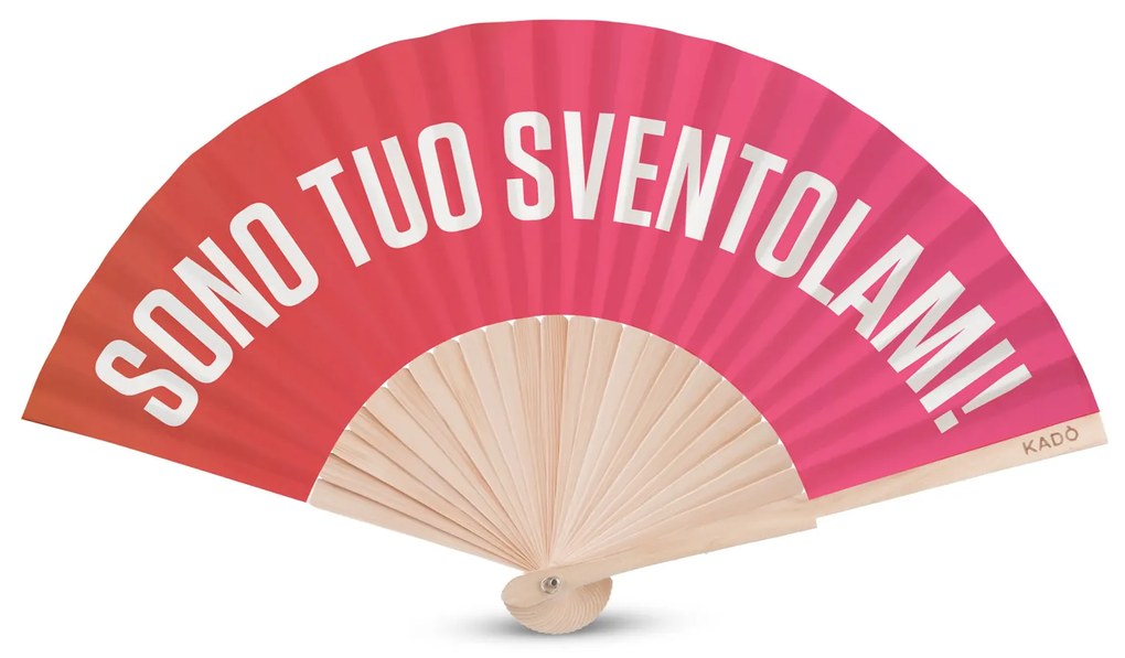 Ventaglio legno con scritta sventolami rosa