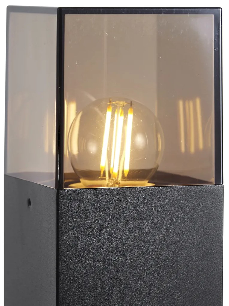 Dissuasore da esterno moderno nero con vetro fumé 70 cm con sensore crepuscolare IP44 - Denmark