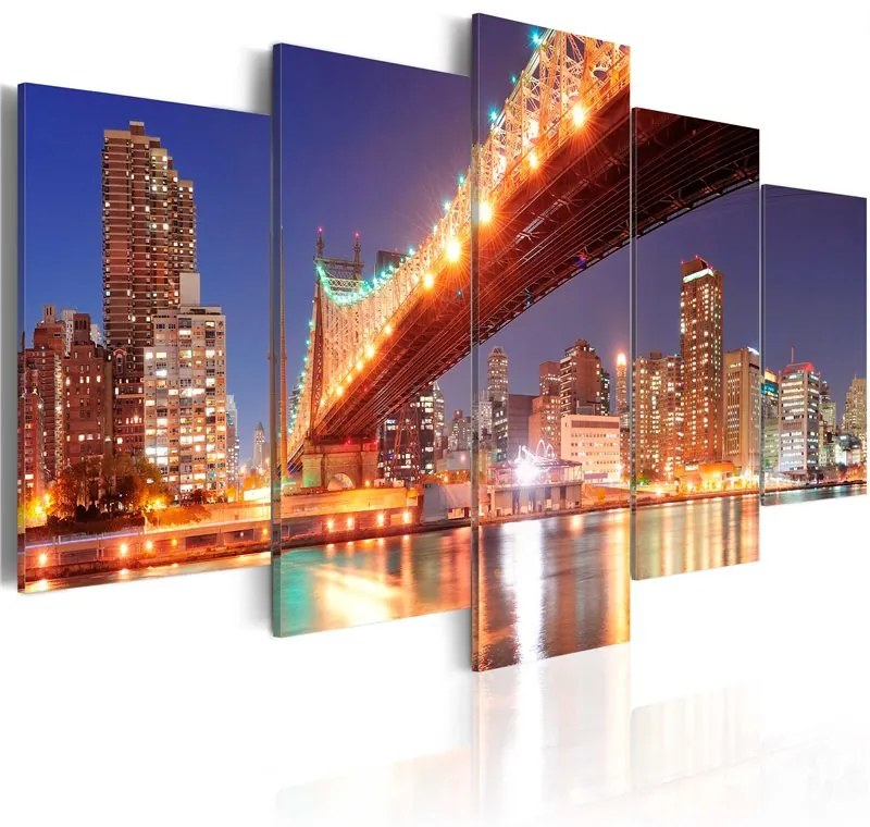 Quadro Riflessi dorati  New York  Colore Grigio, Dimensioni e Misure 100x50