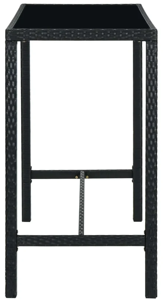 Set bar da giardino 7 pz con cuscini in polyrattan nero