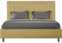 Letto imbottito Matrimoniale francese 140x200 cm Agueda - Contenitore,Microfibra,Ocra