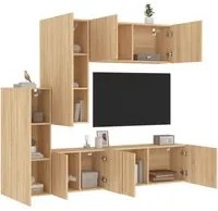 Mobili TV a Muro 5pz Rovere Sonoma in Legno Multistratocod mxl 86246