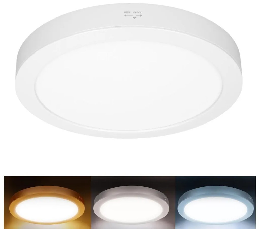 Solight WD244-W - Pannello LED 2 in 1 24W/230V 3000/4000/6000K Ø 30 cm IP54 bianco